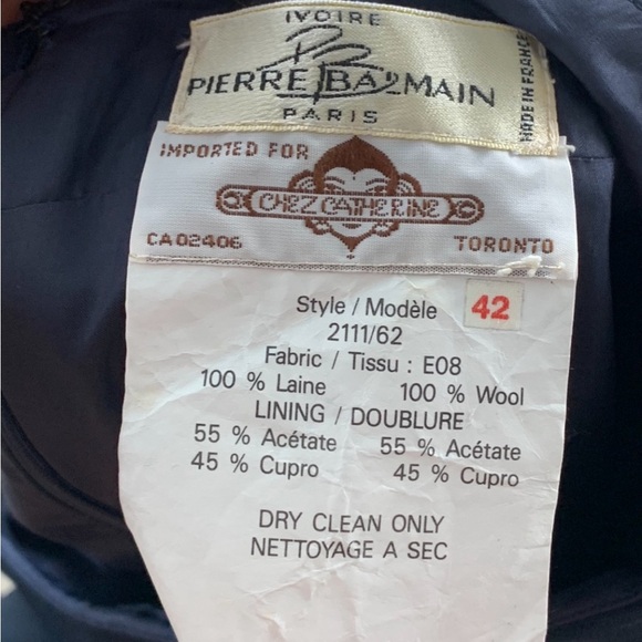 Pierre Balmain Vintage Navy Blue Wool Blazer Skirt Set - Picture 9 of 16